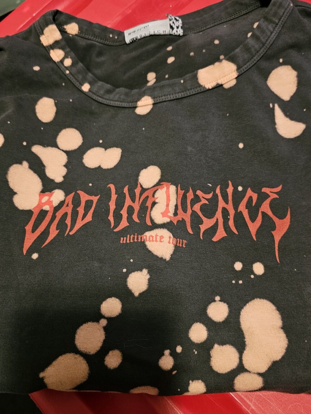 ASOS DESIGN Women's Hourglass bleached Splatter 'Bad Influence' Graphic Sz 10